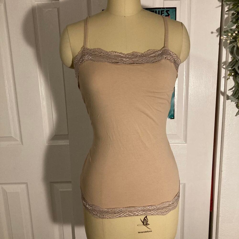 Tan lace trim cami top